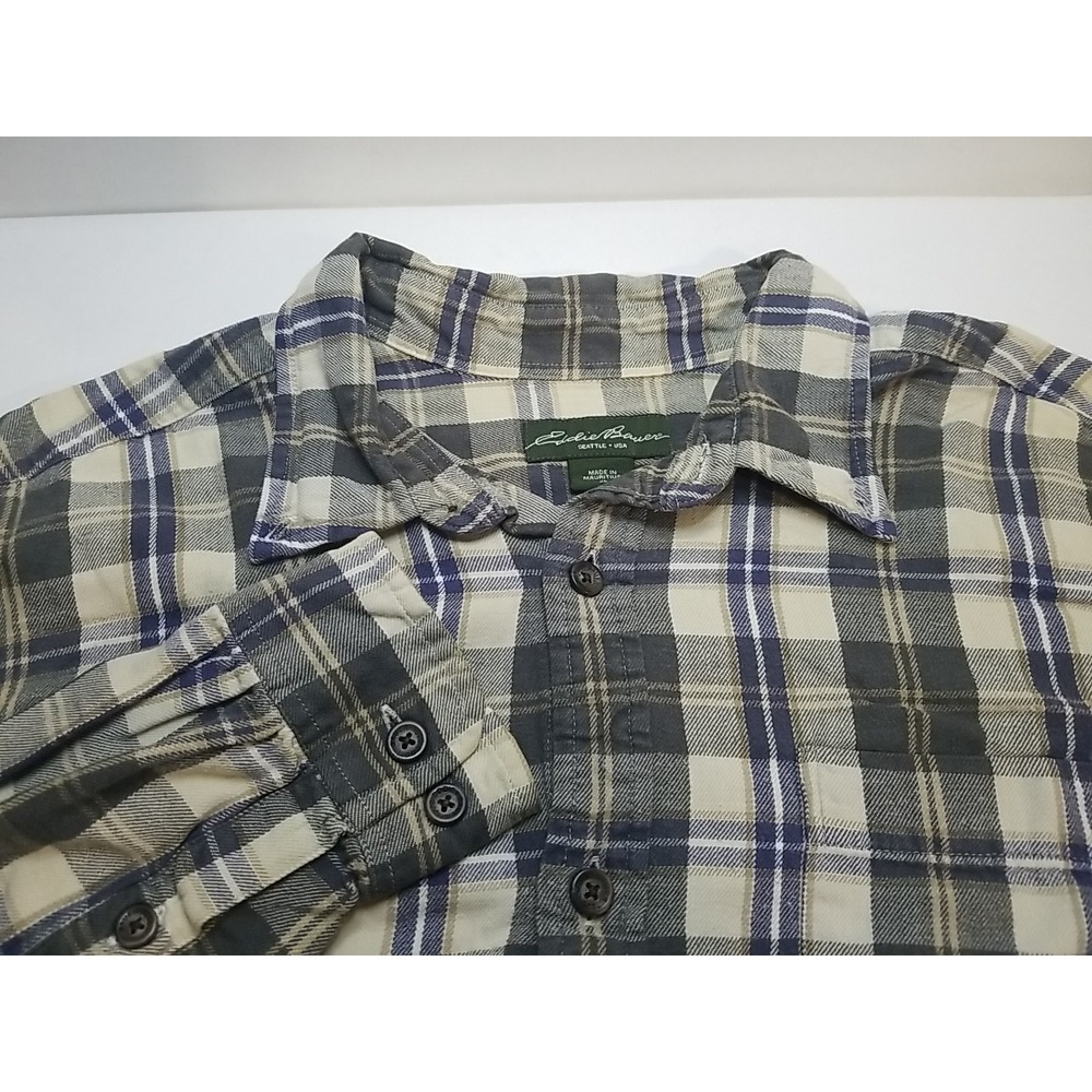 Eddie Bauer Flannel Shirt Mens XL‎ Long Sleeve Plaid Button Up Cotton Multicolor